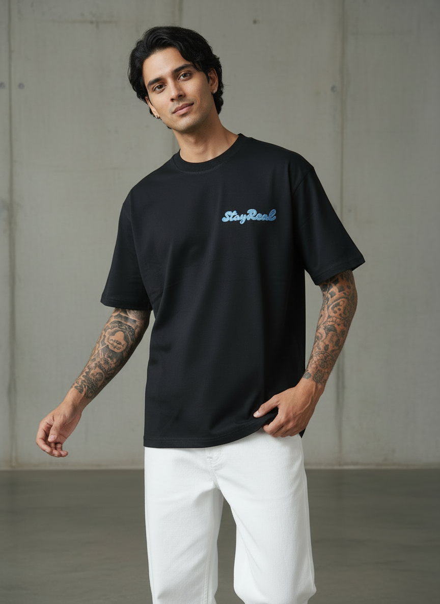 Shihtzu Dog Oversized Black T-Shirt