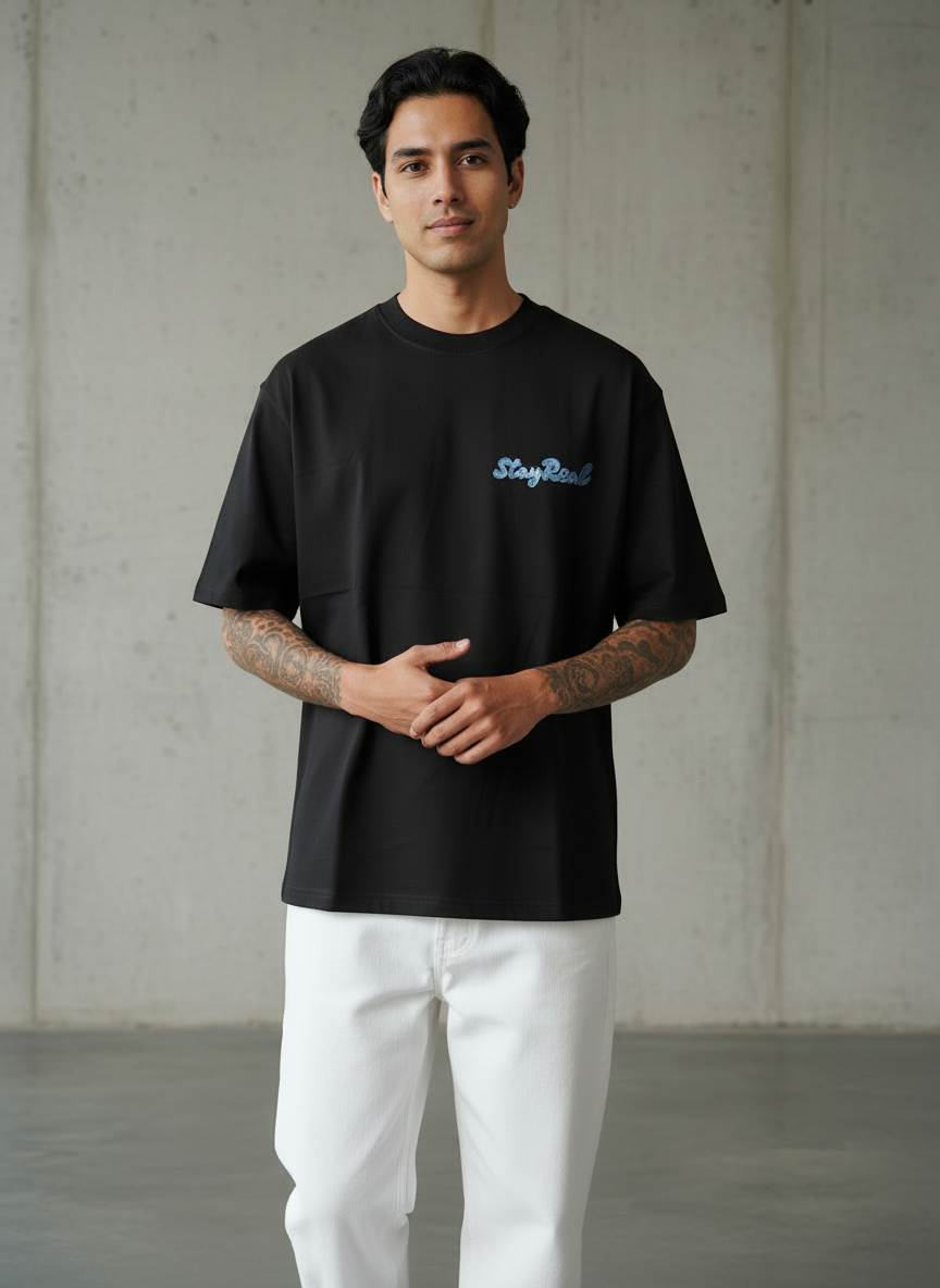 American Dog Oversized Black T-Shirt
