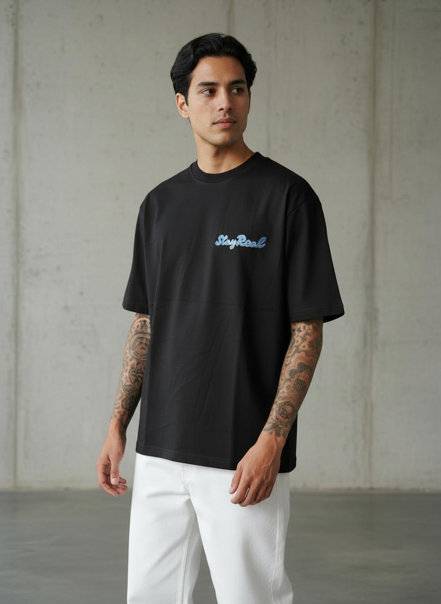 American Dog Oversized Black T-Shirt