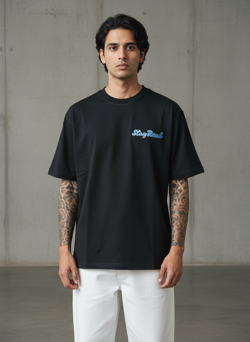 Shihtzu Dog Oversized Black T-Shirt