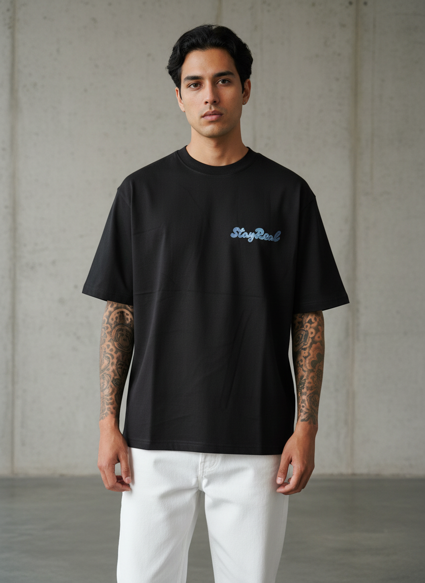 American Dog Oversized Black T-Shirt