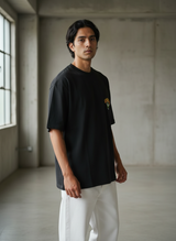 Stay Real Robot Oversized Black T-Shirt