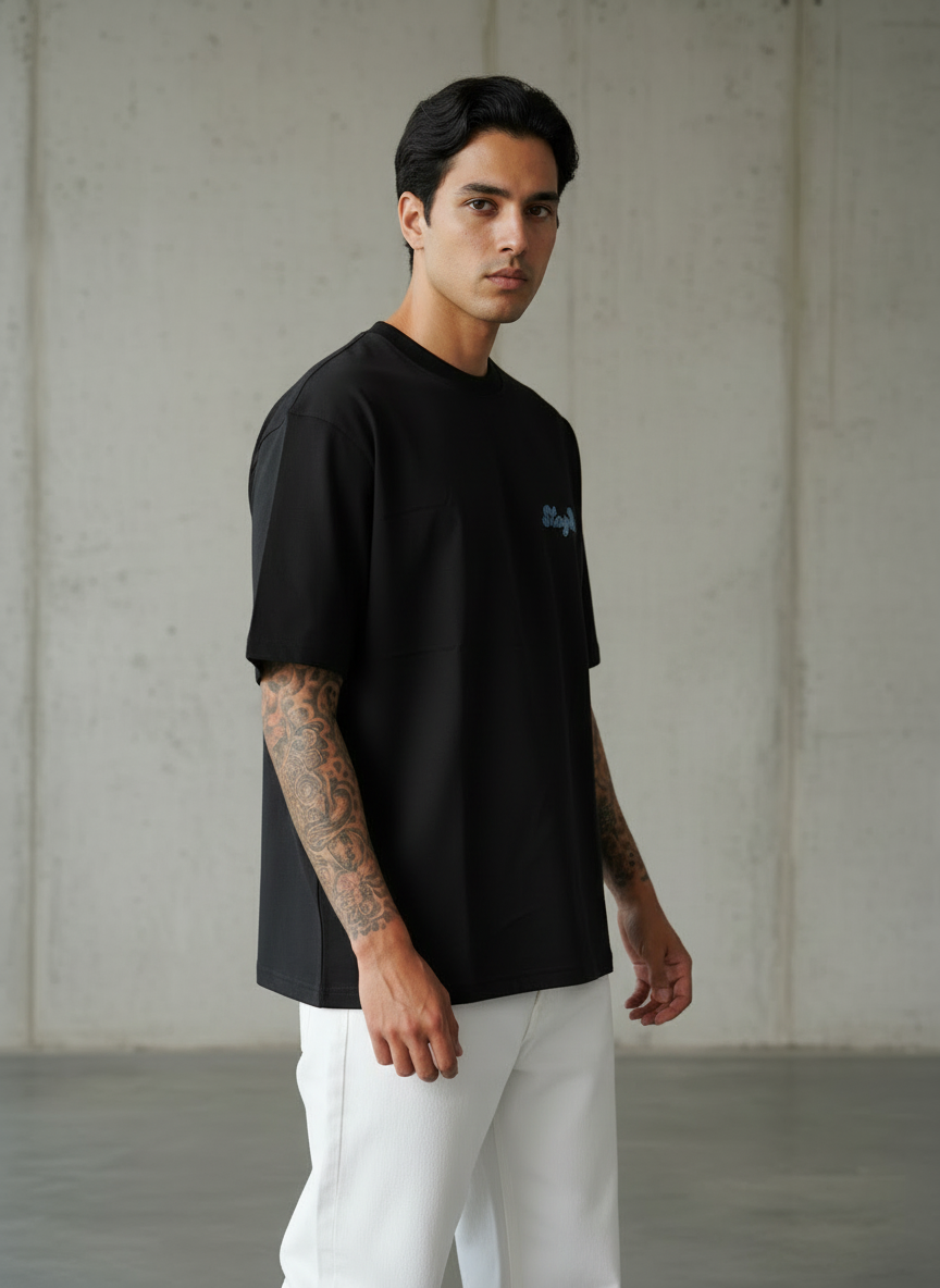 American Dog Oversized Black T-Shirt