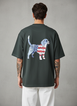 American Dog Oversized Green T-Shirt