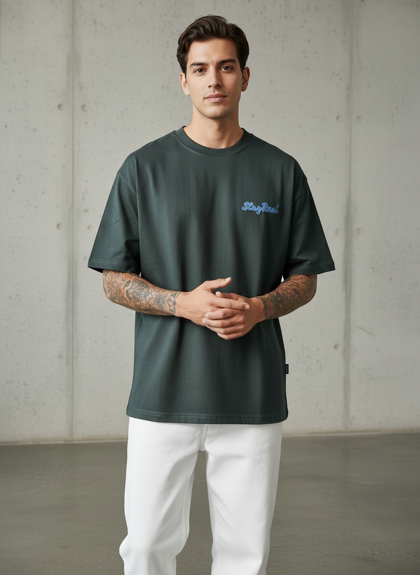 American Dog Oversized Green T-Shirt