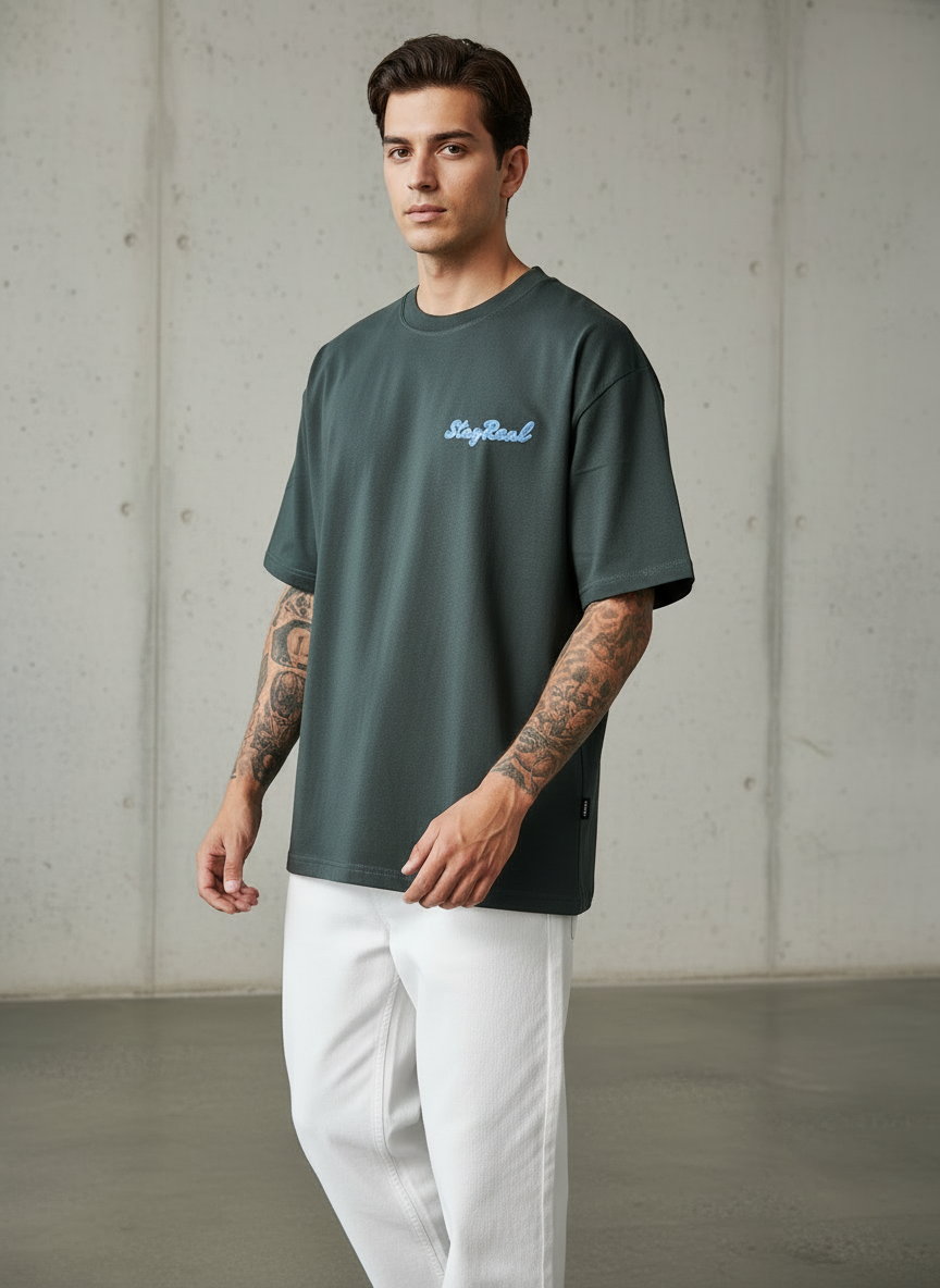 American Dog Oversized Green T-Shirt