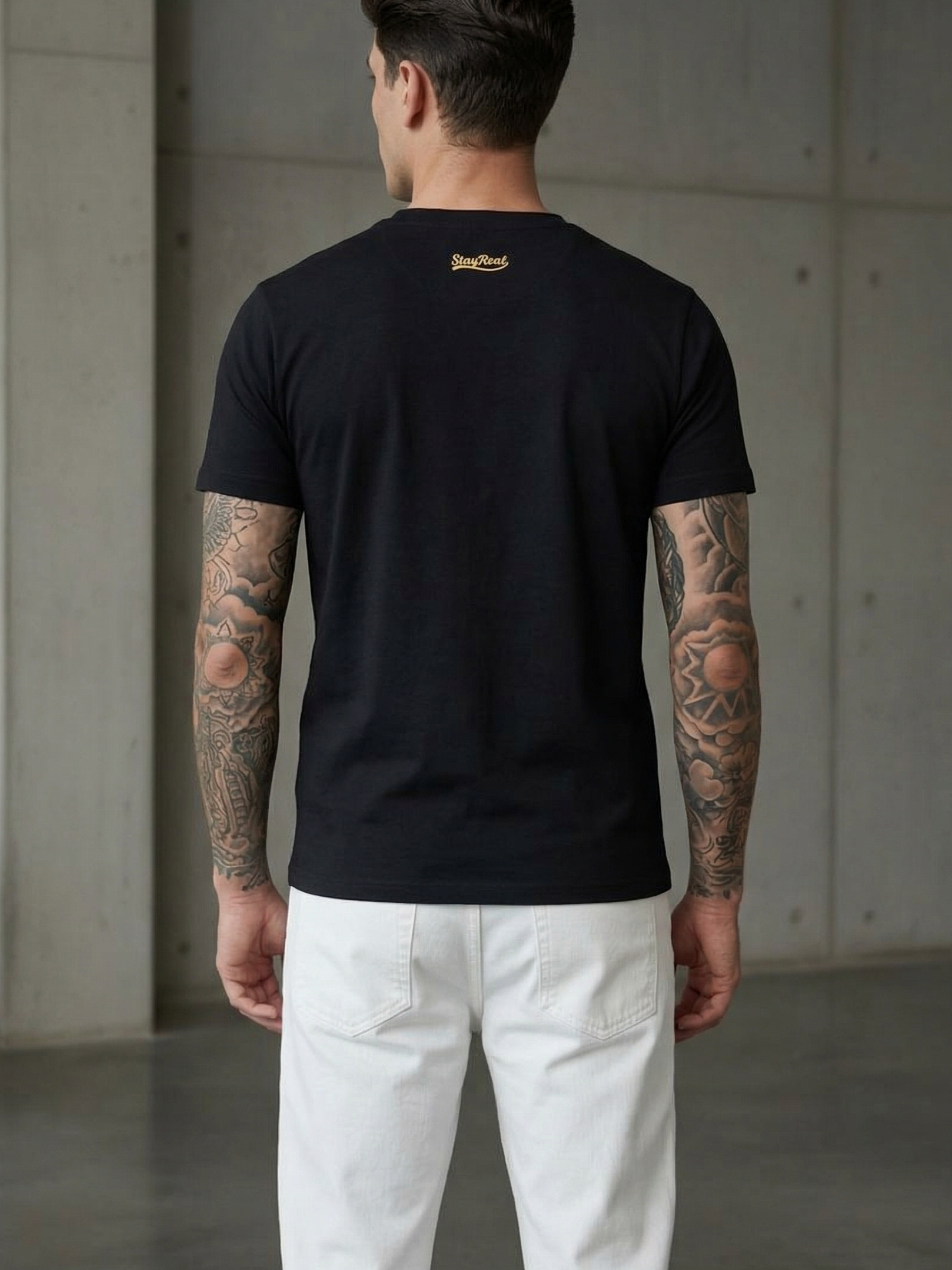 SR Denim Regular Fit Black T-Shirt
