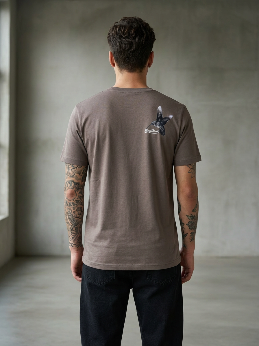 Tie Print Regular Fit Brown T-Shirt