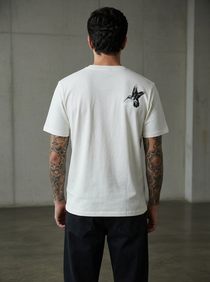 Tie Print Regular Fit White T-Shirt