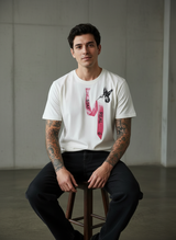 Tie Print Regular Fit White T-Shirt