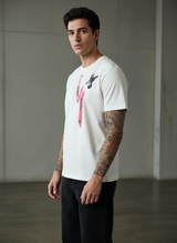Tie Print Regular Fit White T-Shirt