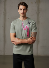 Tie Print Regular Fit Green T-Shirt