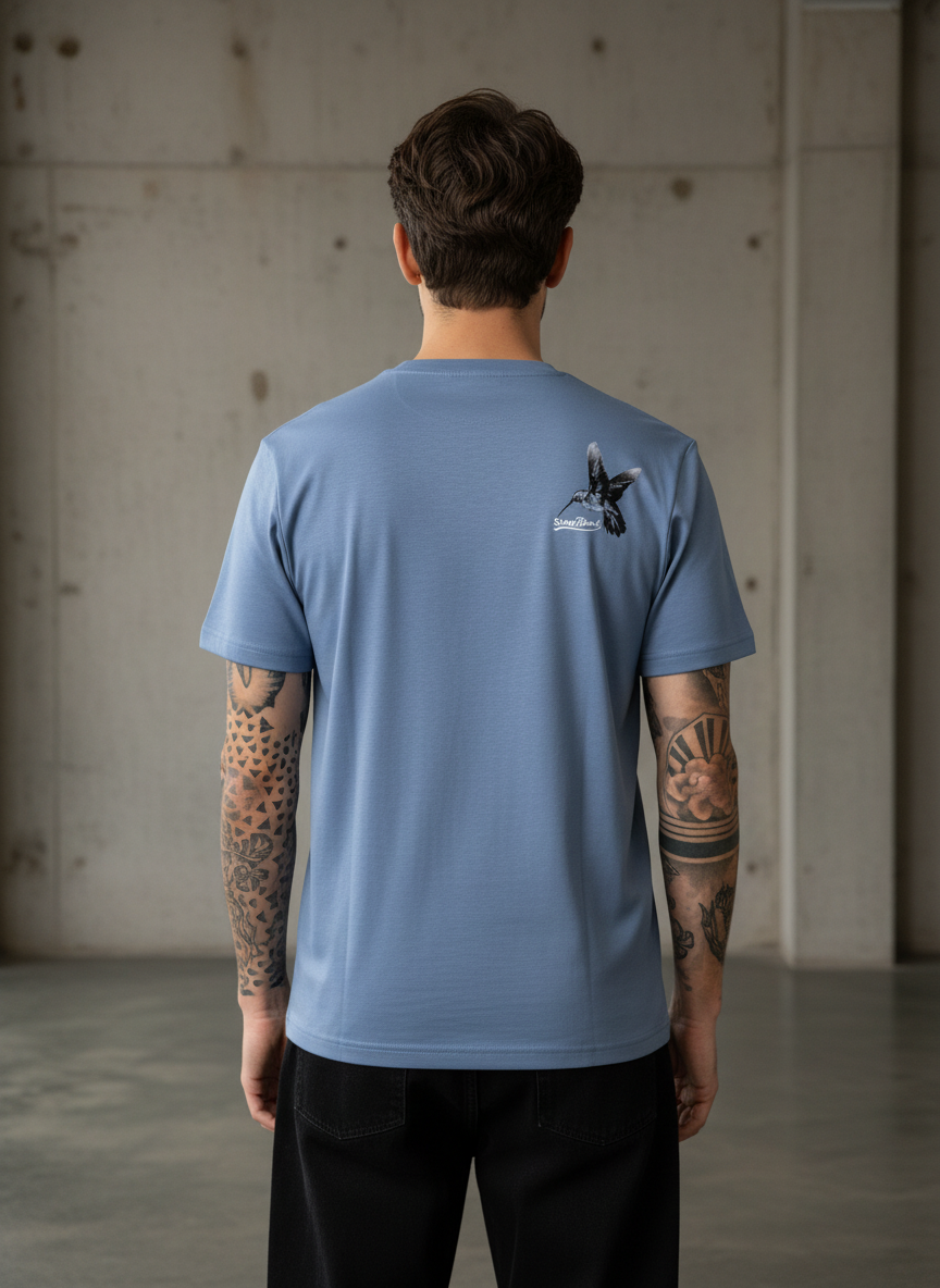 Tie Print Regular Fit Blue T-Shirt