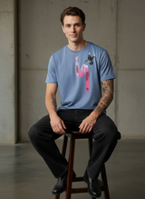 Tie Print Regular Fit Blue T-Shirt