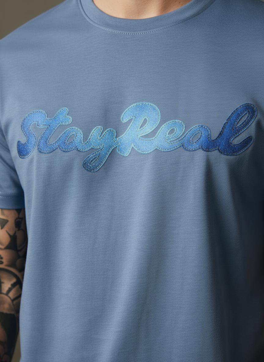 SR Denim Regular Fit Blue T-Shirt