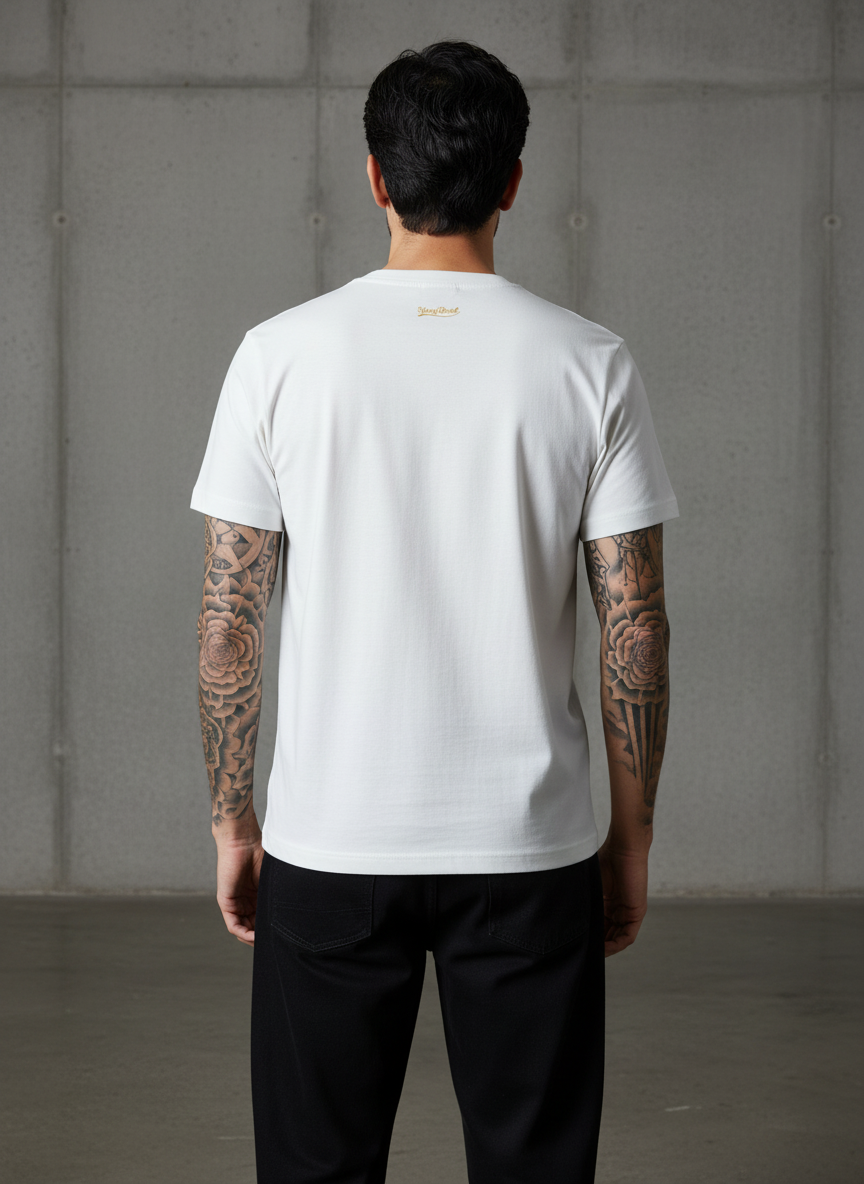 SR Denim Regular Fit White T-Shirt