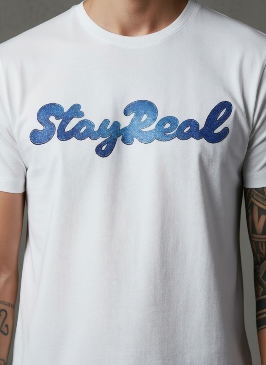 SR Denim Regular Fit White T-Shirt