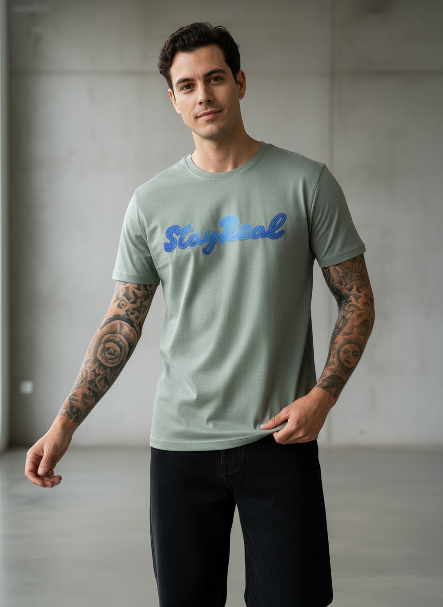 SR Denim Regular Fit Green T-Shirt