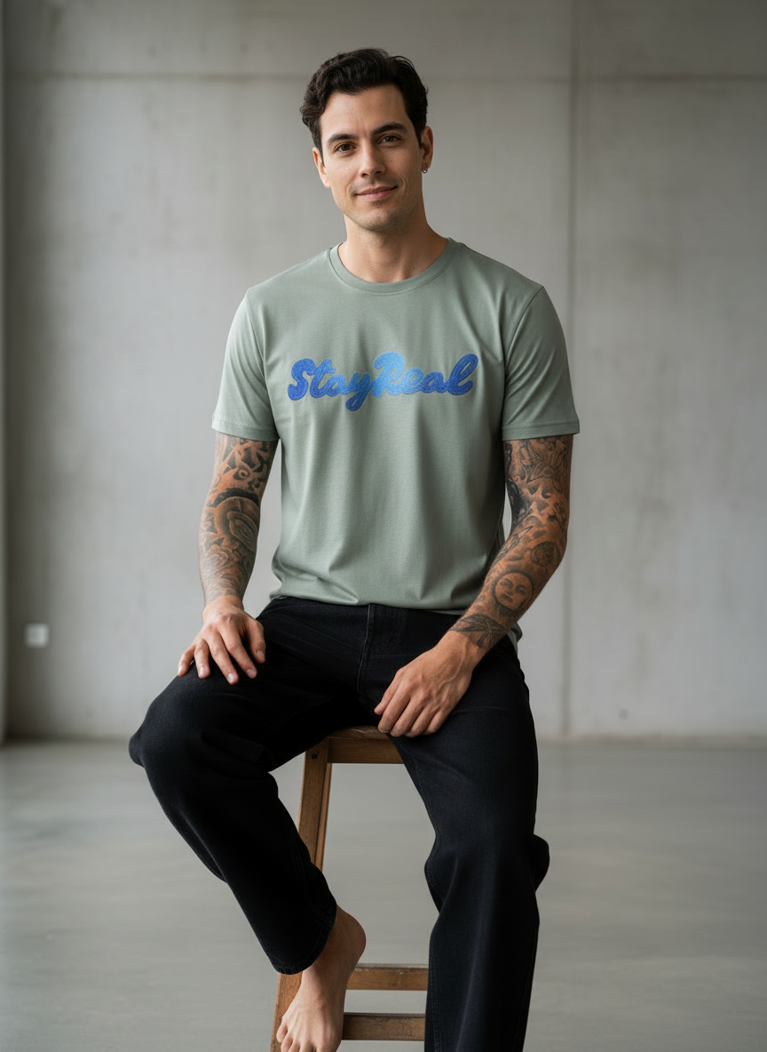 SR Denim Regular Fit Green T-Shirt