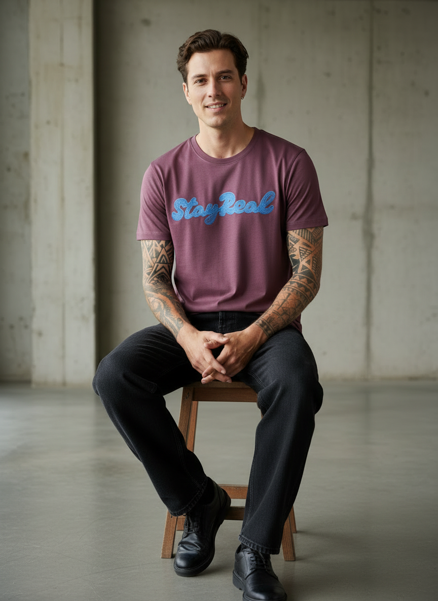 SR Denim Regular Fit Pink T-Shirt