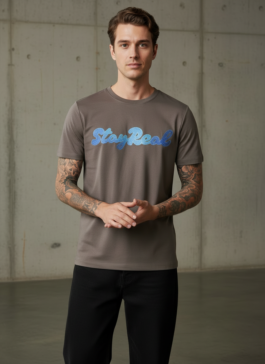 SR Denim Regular Fit Brown T-Shirt