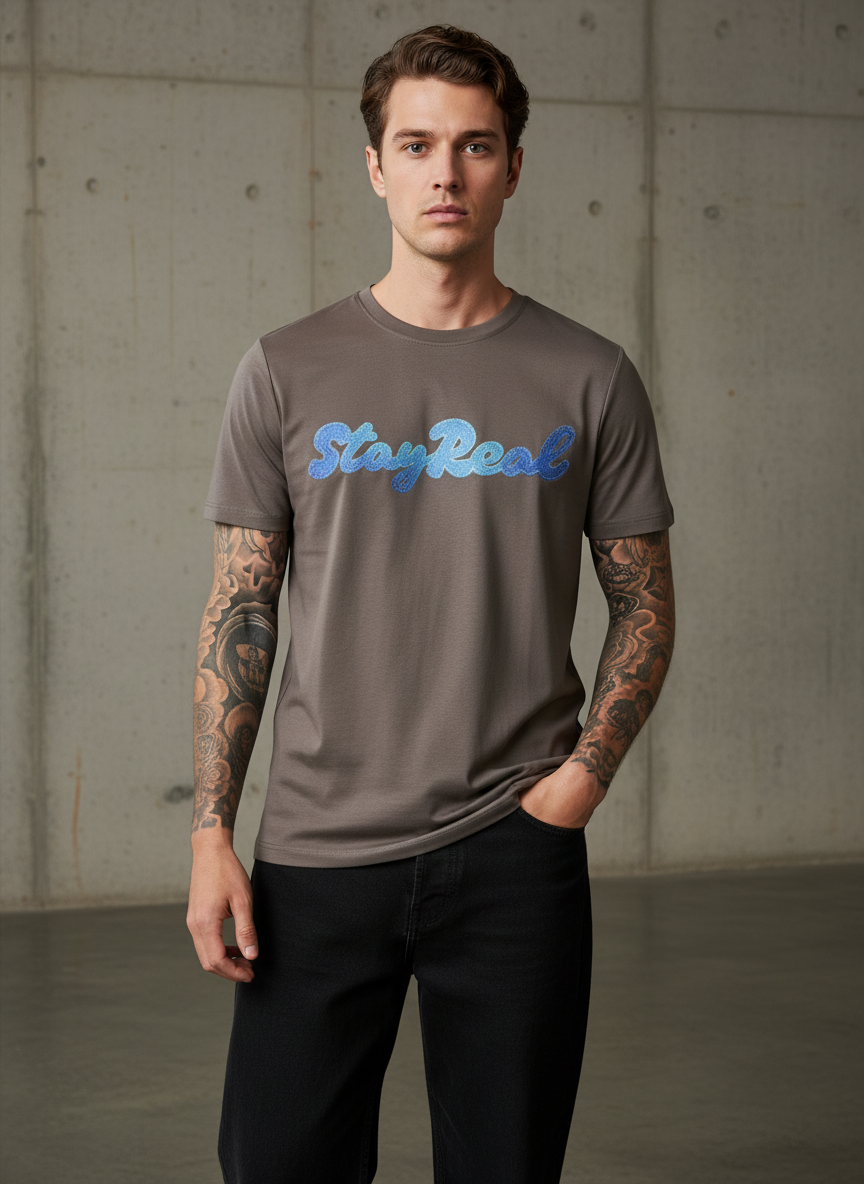 SR Denim Regular Fit Brown T-Shirt