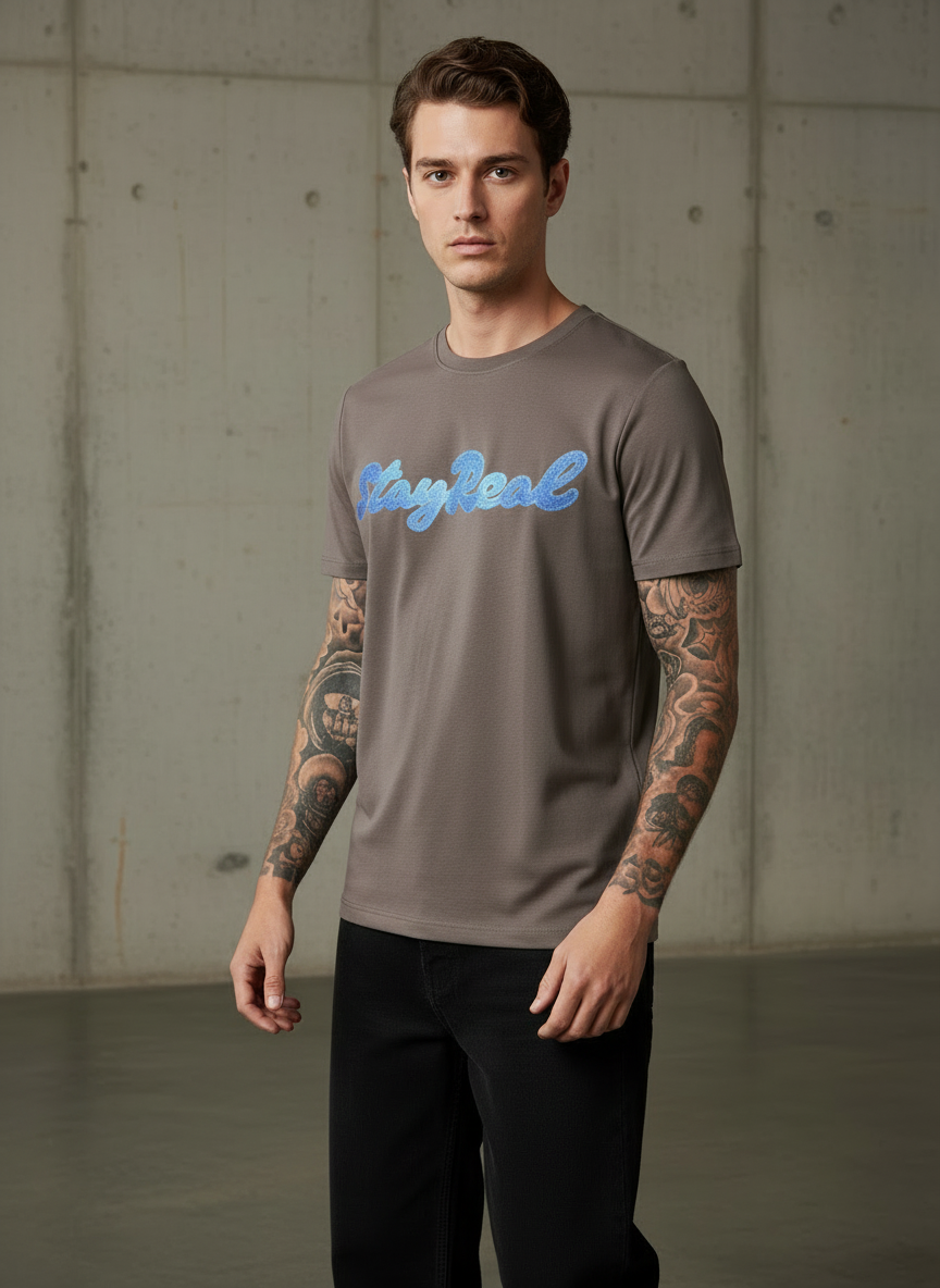 SR Denim Regular Fit Brown T-Shirt