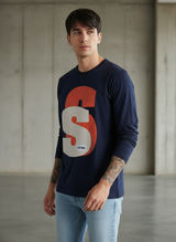 Double Trouble Navy Blue Regular Full Sleeves T-Shirt