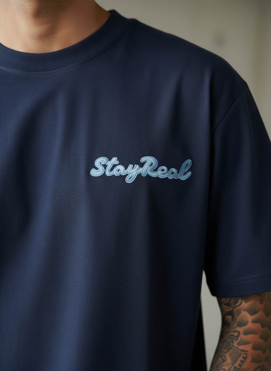 American Dog Oversized Navy Blue T-Shirt