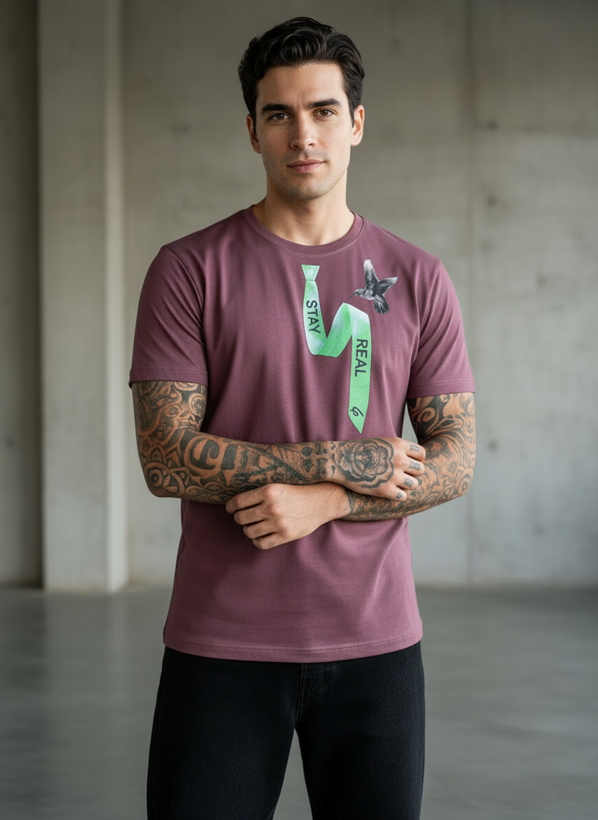 Tie Print Regular Fit Pink T-Shirt