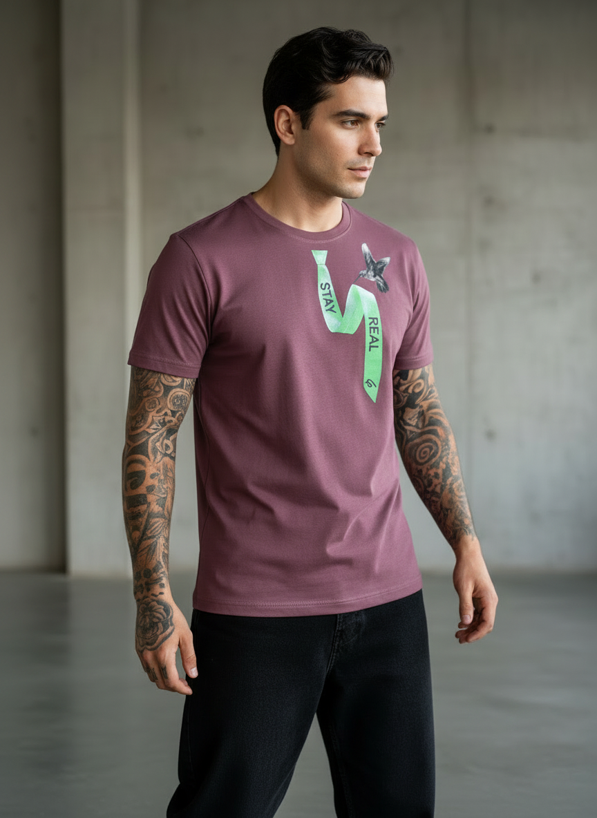Tie Print Regular Fit Pink T-Shirt