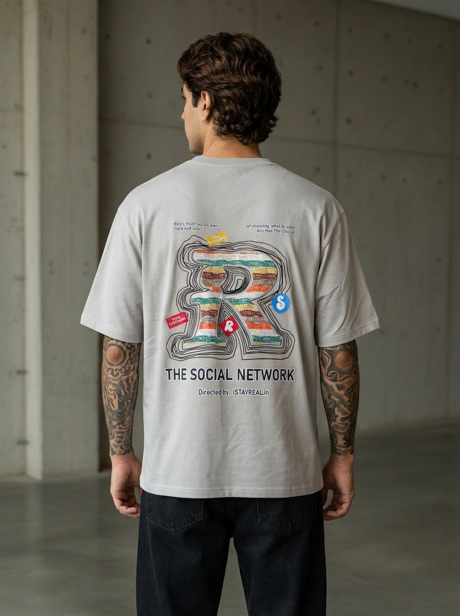 The Social Network Oversized Beige T-Shirt