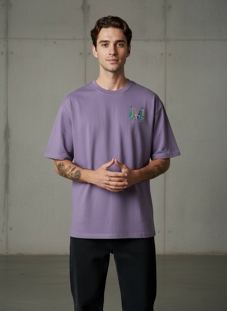 Beer Bottle Oversized Purple T-Shirt