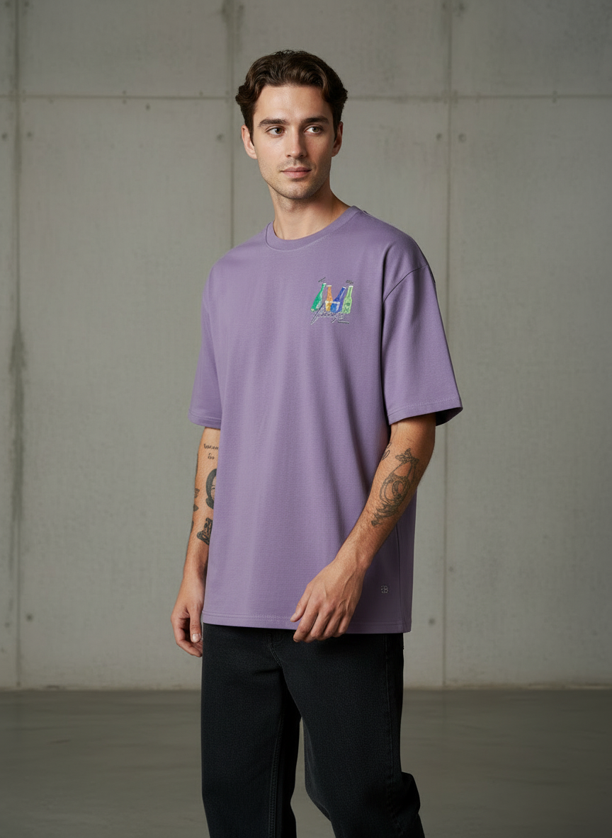 Beer Bottle Oversized Purple T-Shirt