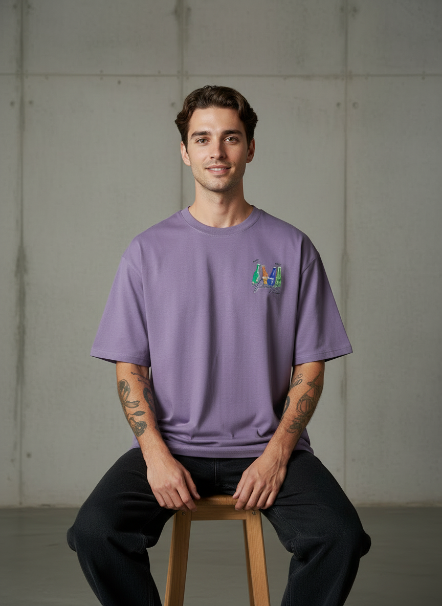 Beer Bottle Oversized Purple T-Shirt