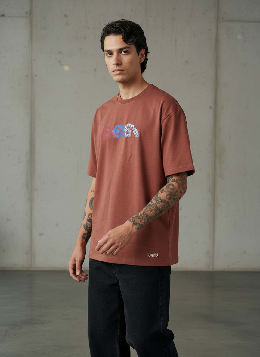 Logo Roll Oversized Rust T-Shirt