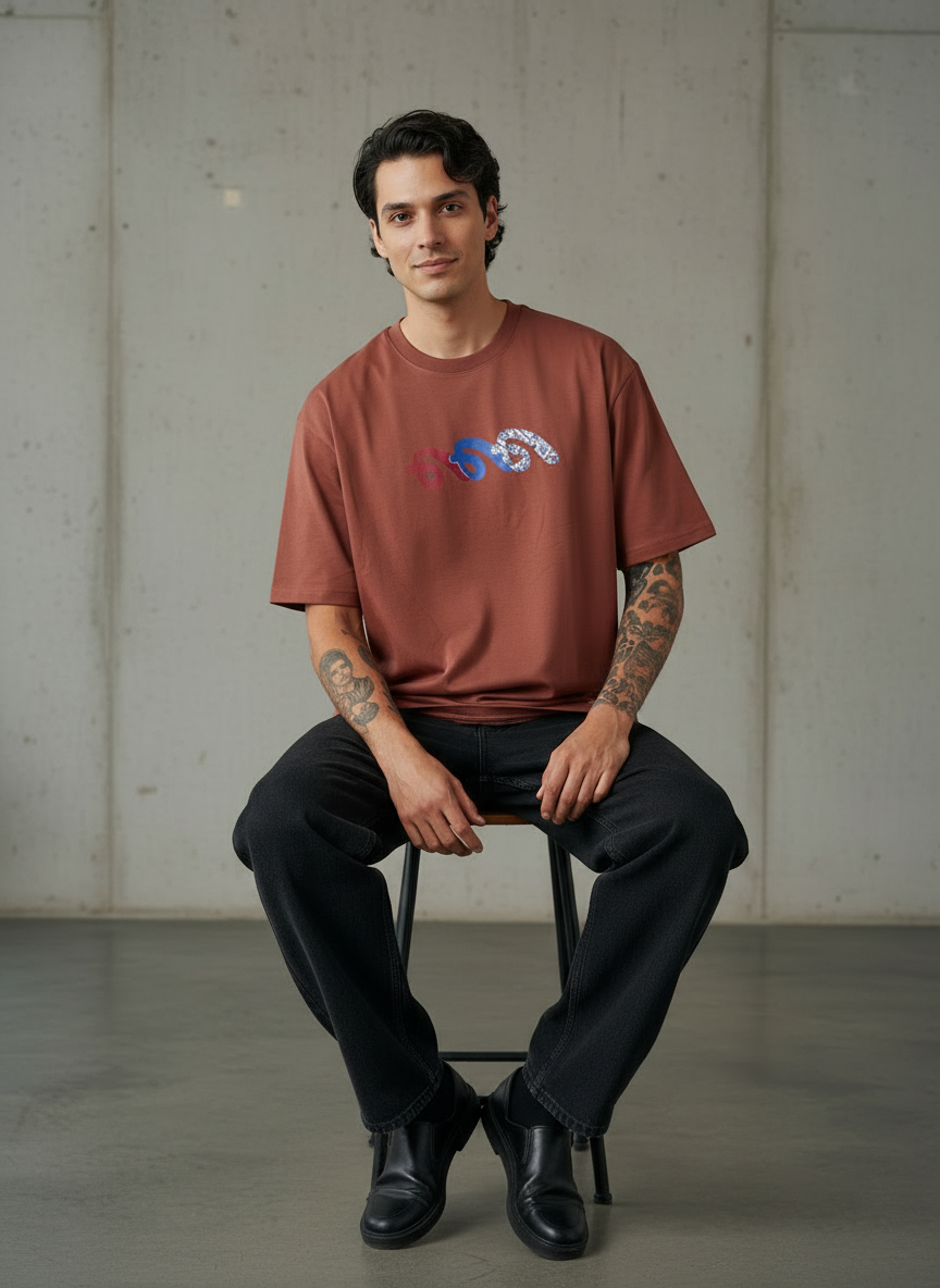 Logo Roll Oversized Rust T-Shirt