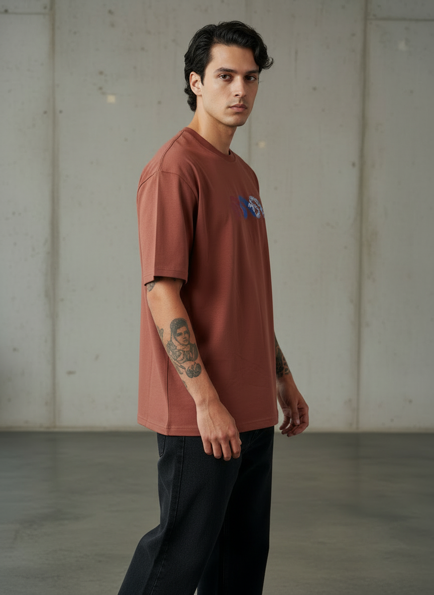 Logo Roll Oversized Rust T-Shirt