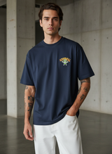 Stay Real Robot Oversized Navy Blue T-shirt