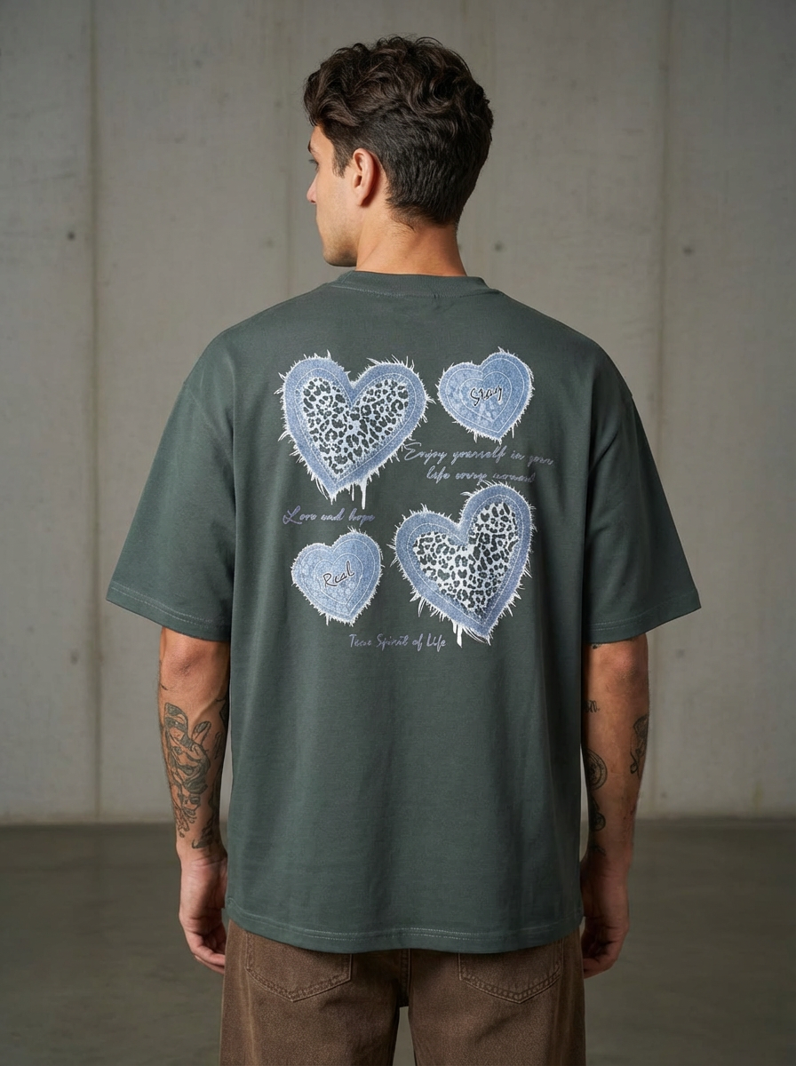 Love and Hope Oversized Dark Green T-shirt