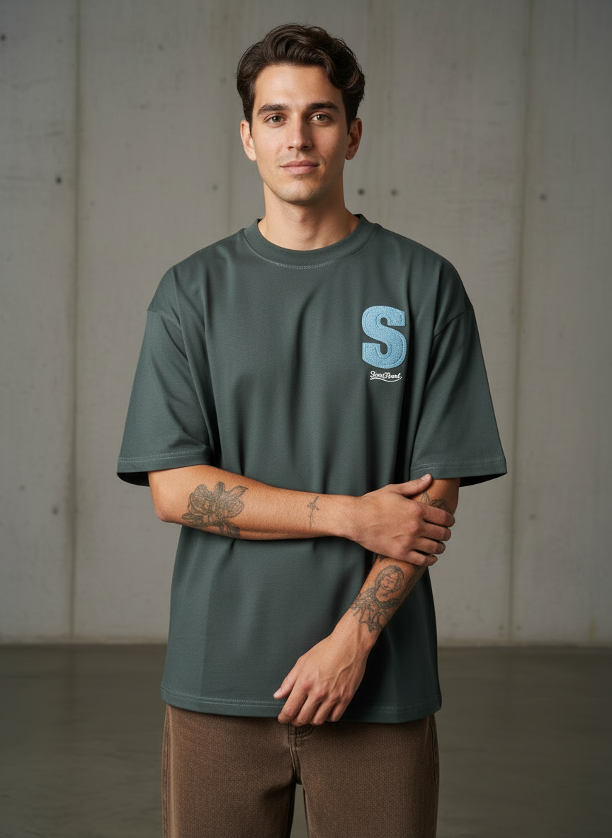 Love and Hope Oversized Dark Green T-shirt