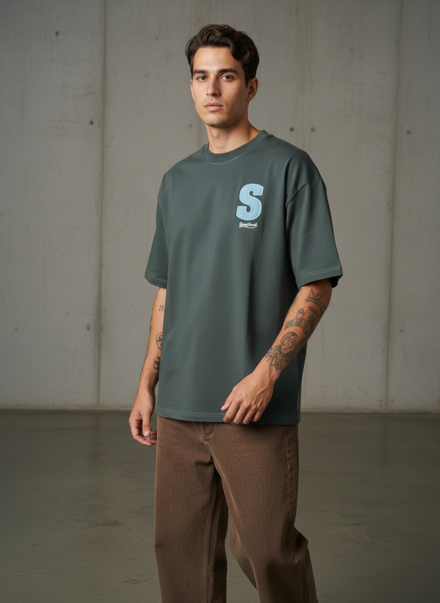 Love and Hope Oversized Dark Green T-shirt