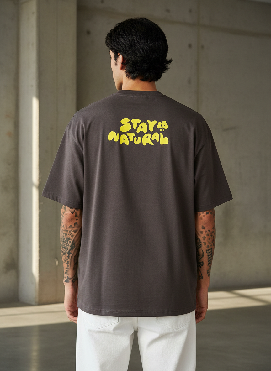 Stay Natural Oversized Brown T-shirt