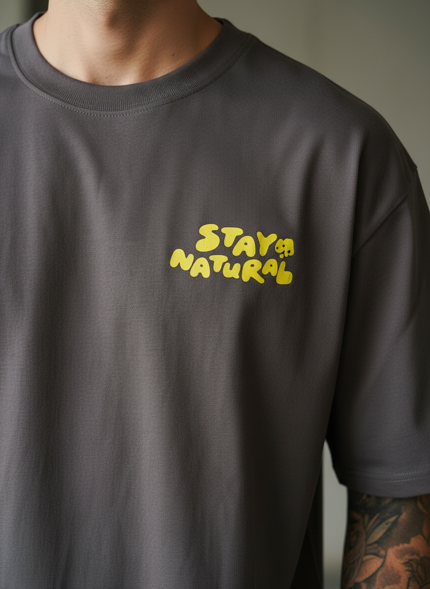 Stay Natural Oversized Brown T-shirt