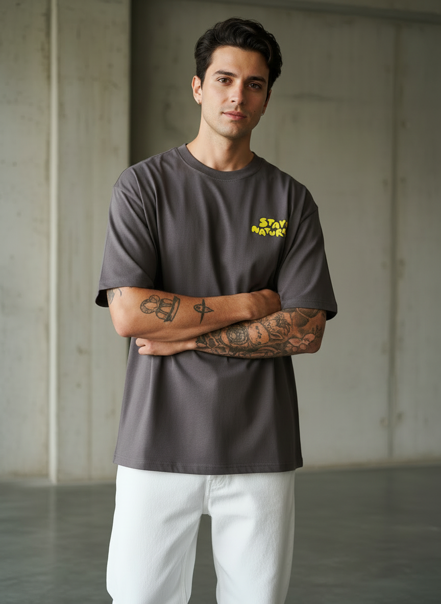 Stay Natural Oversized Brown T-shirt