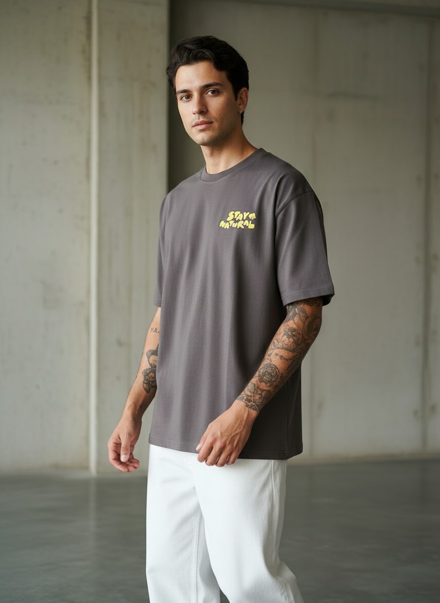 Stay Natural Oversized Brown T-shirt