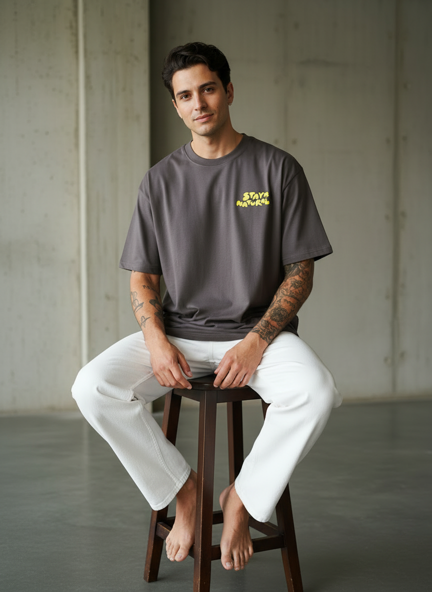 Stay Natural Oversized Brown T-shirt