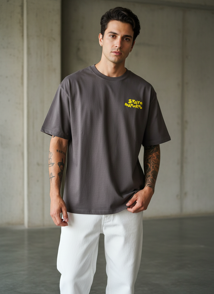 Stay Natural Oversized Brown T-shirt