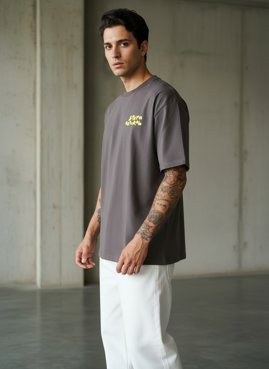 Stay Natural Oversized Brown T-shirt