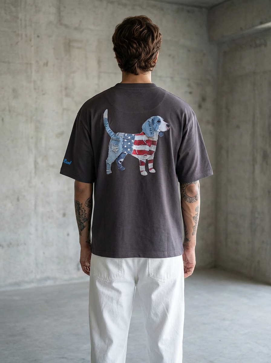 American Dog Oversized Brown T-shirt